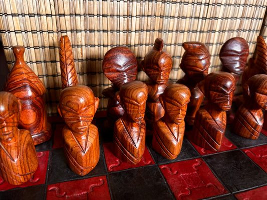 Hand Carved Senegalese African Tribal Chess Set