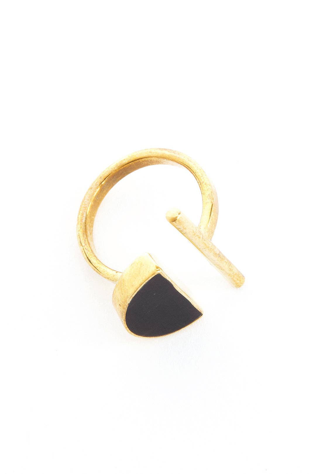 Swahili | AFRICAN MODERN - Kenyan Sunset Horizon Ring in Brass and Dark Cow Horn