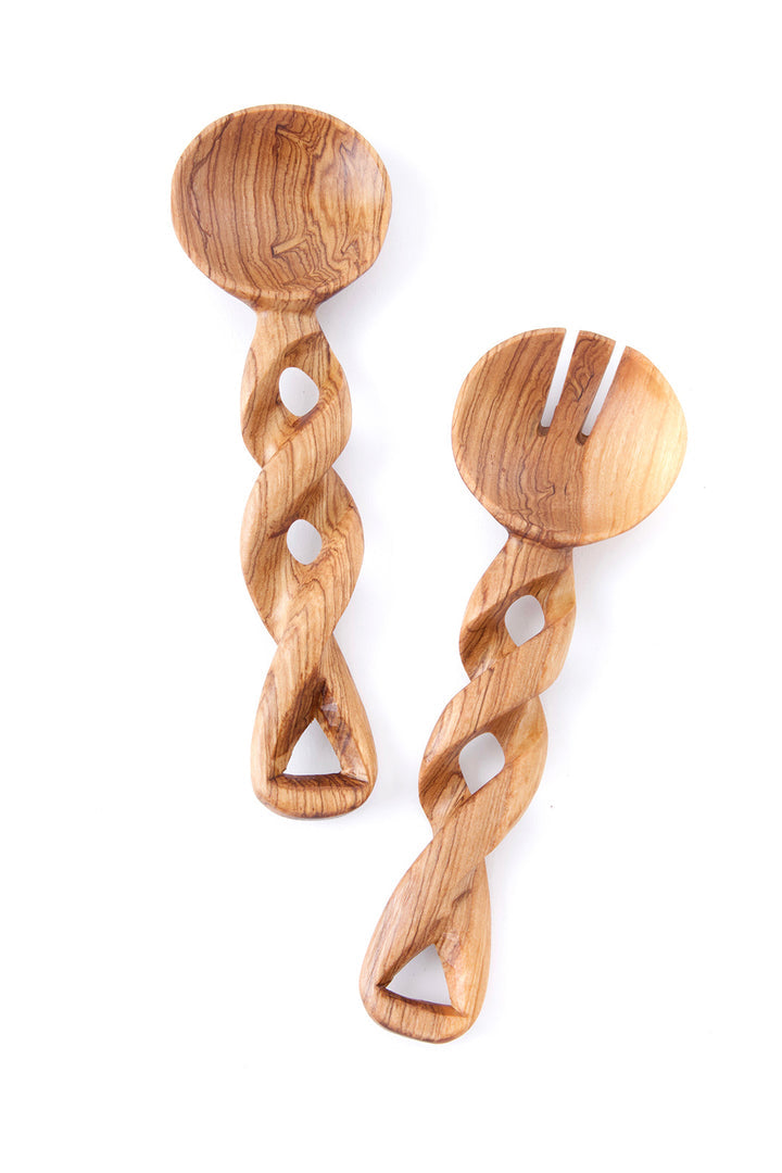 Spiral Olivesood Salad Servers