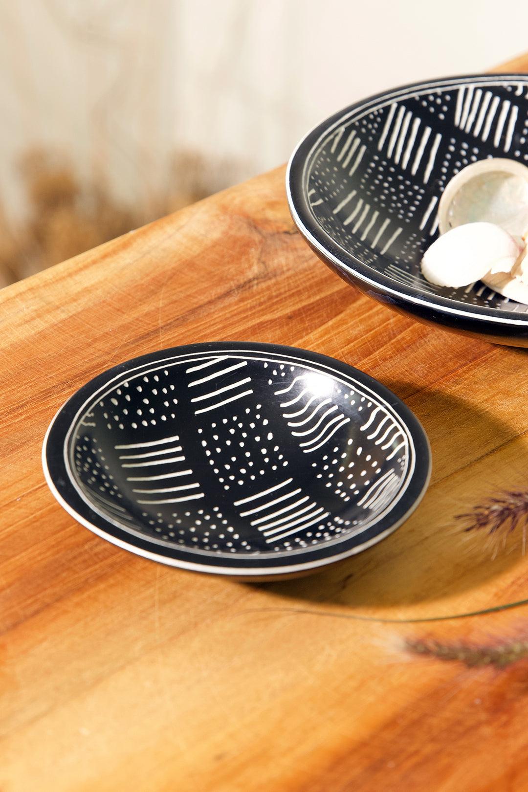 Mudcloth Black Soapstone Bowls