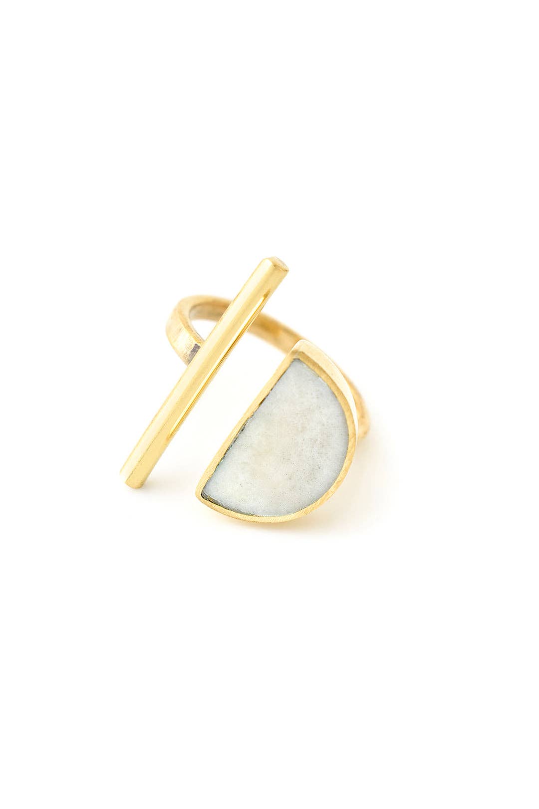 Swahili | AFRICAN MODERN - Kenyan Moonrise Horizon Ring in Brass and Light Cow Horn