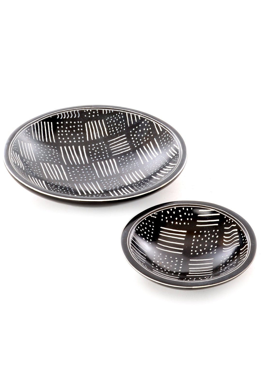 Mudcloth Black Soapstone Bowls