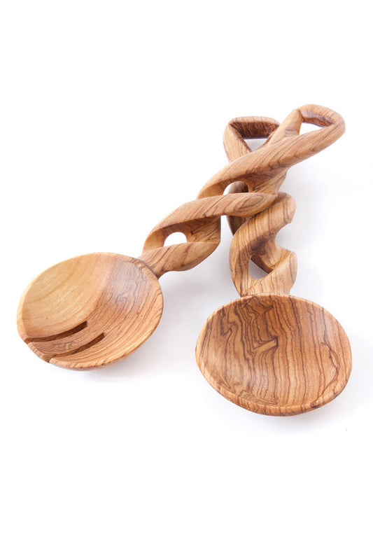 Spiral Olivesood Salad Servers