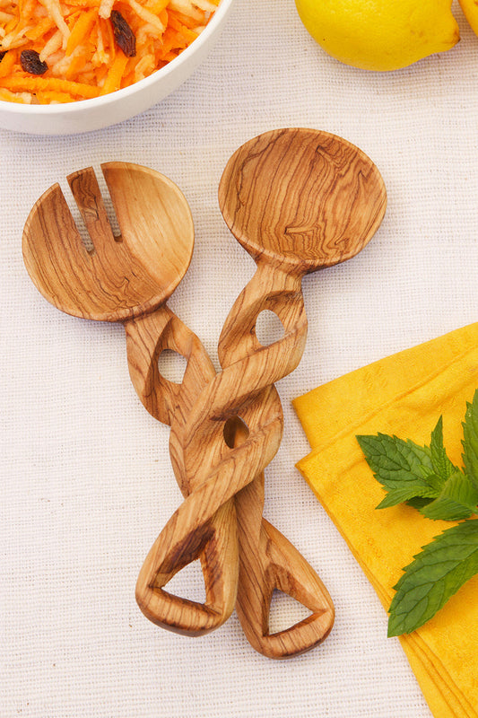 Spiral Olivesood Salad Servers