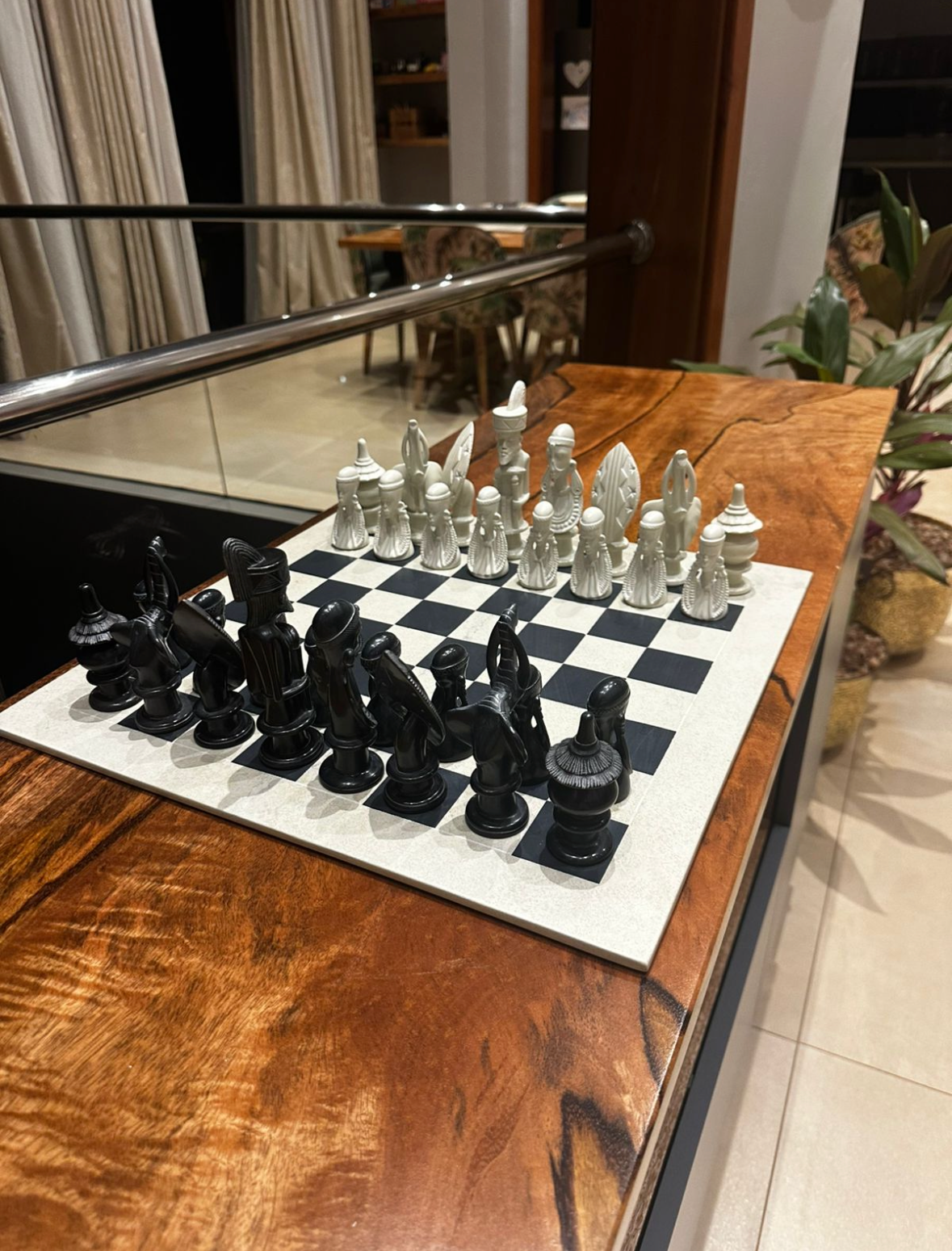Hand-carved Soapstone African Warriors Chess Set