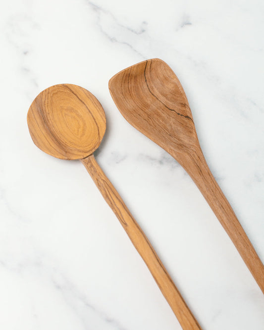 Olive Wood Cooking Spoon Pair