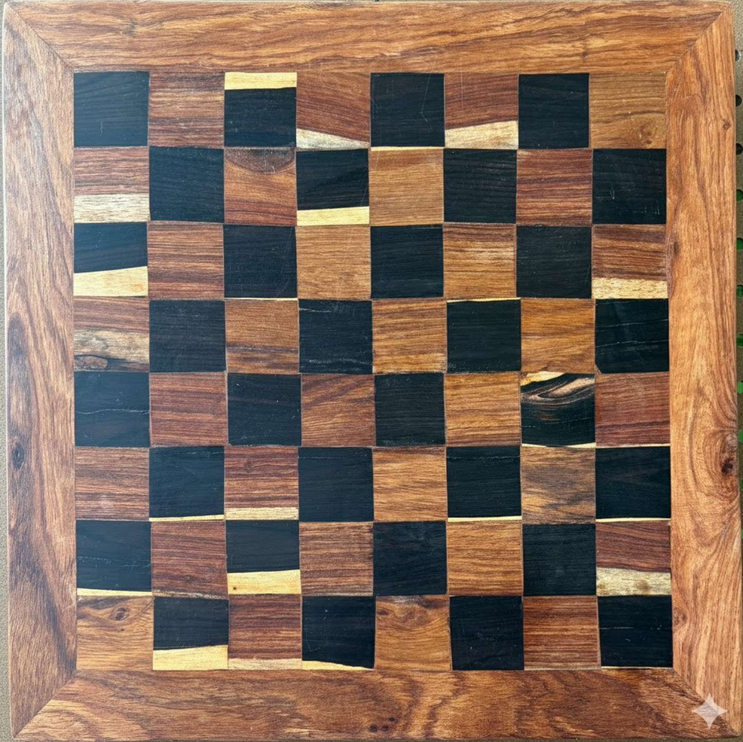 Handcarved African Teak & Ebony Tribal Chess Set