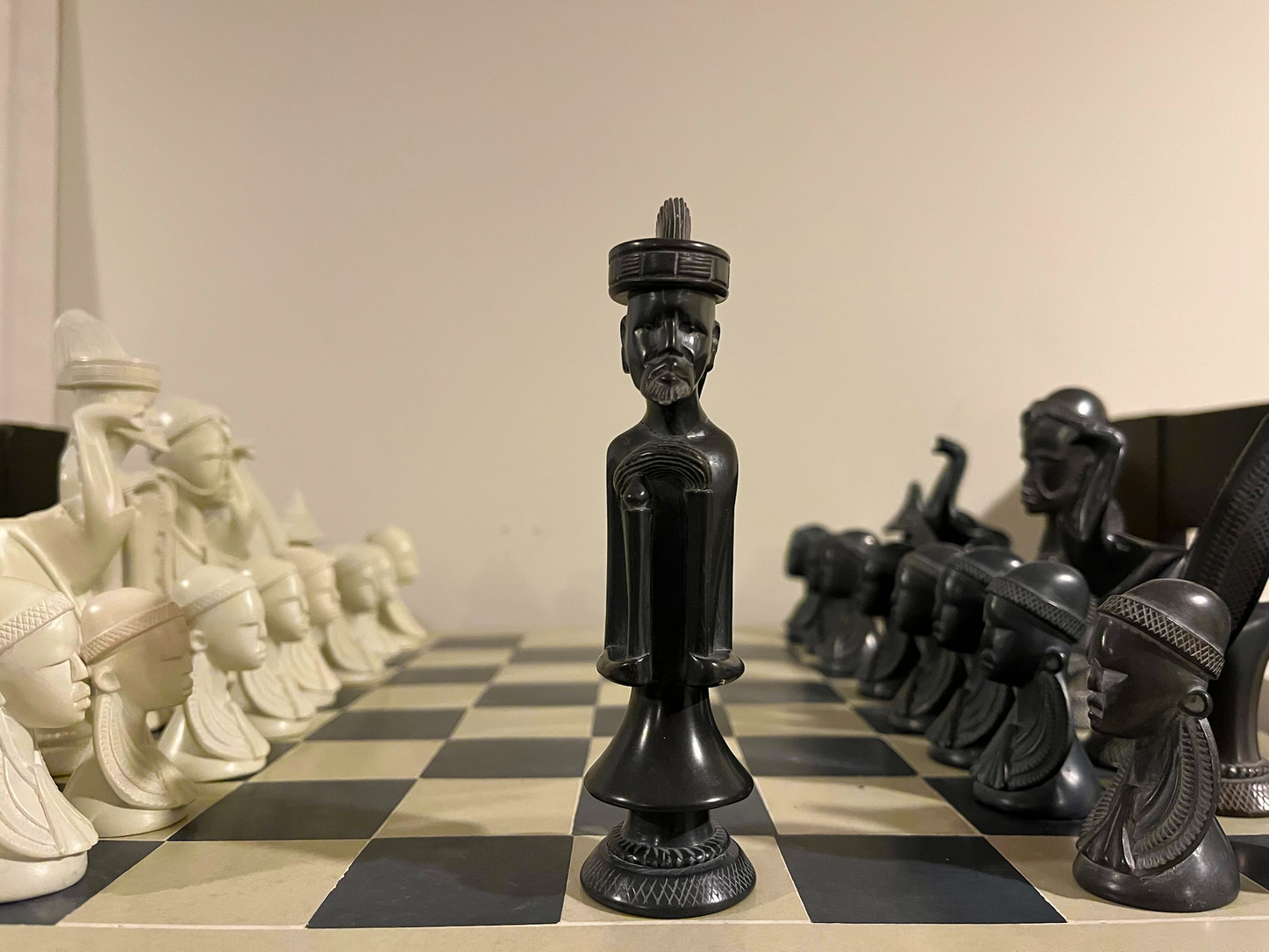 Hand-carved Soapstone African Warriors Chess Set