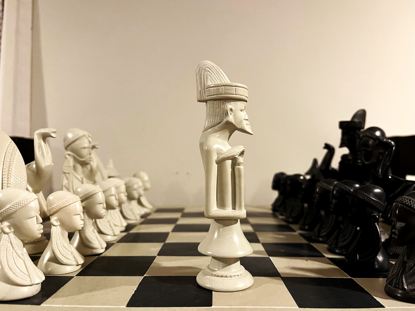 Hand-carved Soapstone African Warriors Chess Set