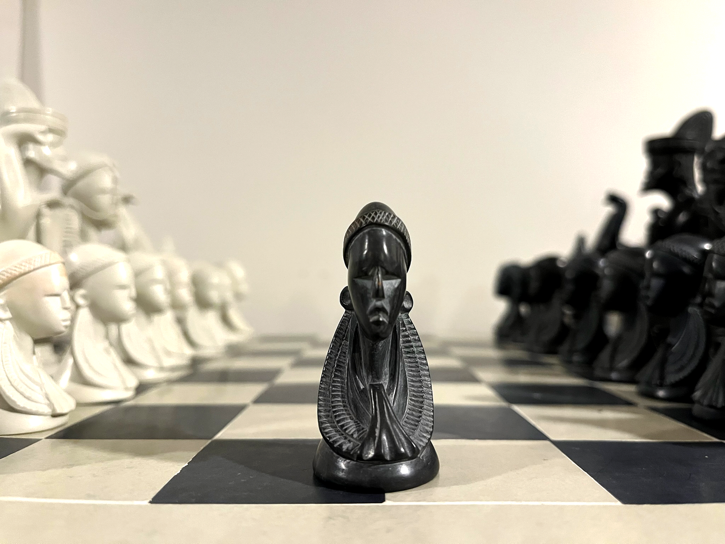 Hand-carved Soapstone African Warriors Chess Set