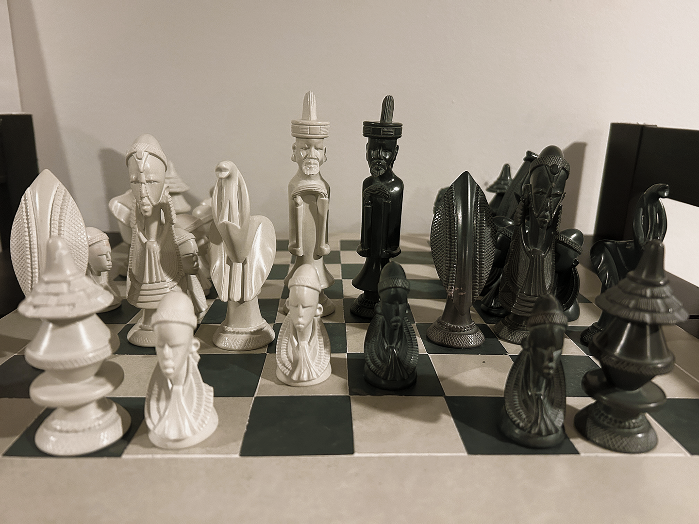 Hand-carved Soapstone African Warriors Chess Set