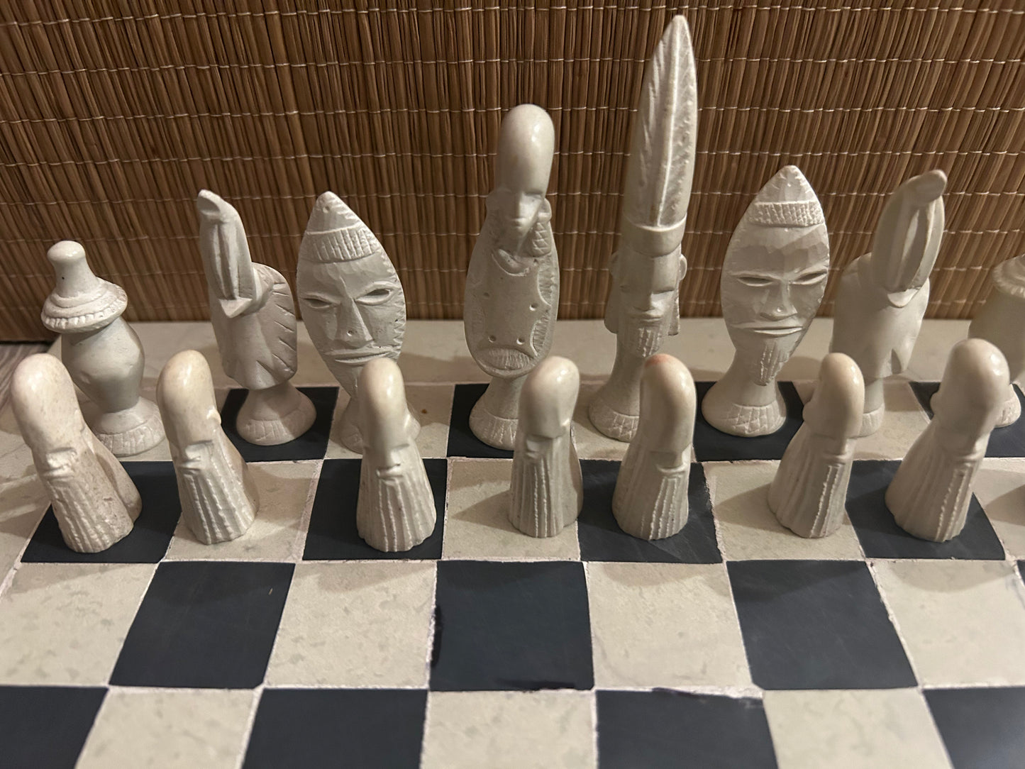 Hand-carved Soapstone African Warriors Chess Set