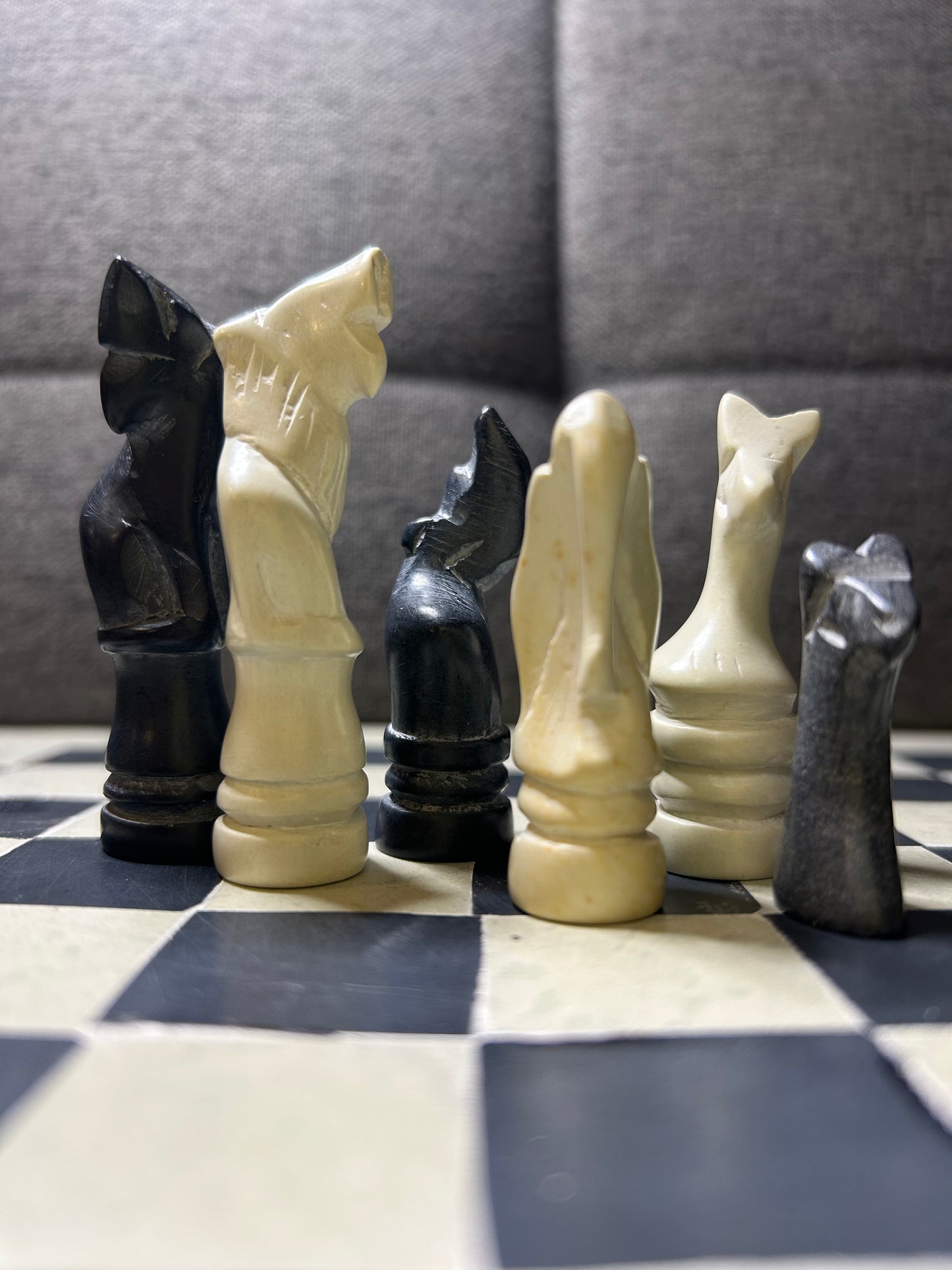 Hand-carved Soapstone African Animals Big 5 Chess Set