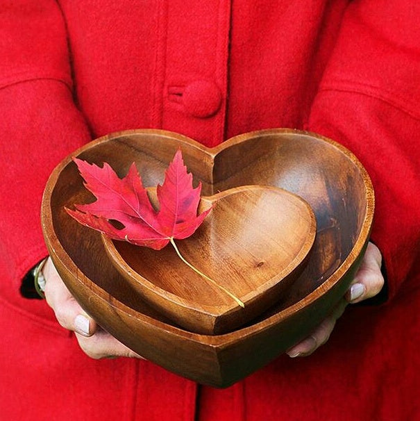 Acacia Wood 6" Heart Bowl