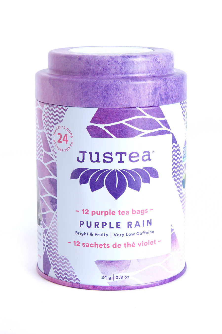 JusTea Purple Rain | Purple Tea | Very Low Caffeine | Award-Winning | Fair Trade | Non-GMO