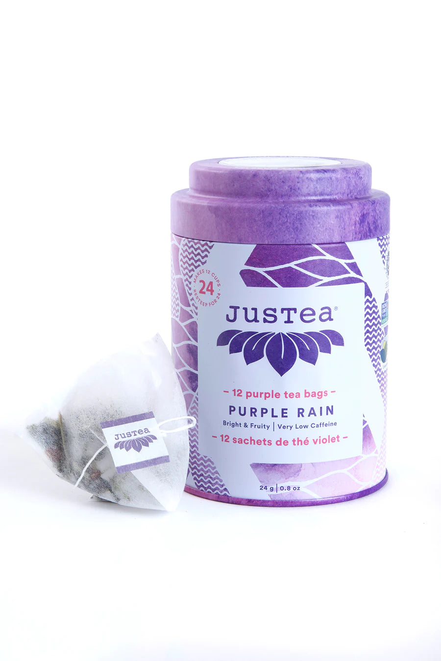 JusTea Purple Rain | Purple Tea | Very Low Caffeine | Award-Winning | Fair Trade | Non-GMO