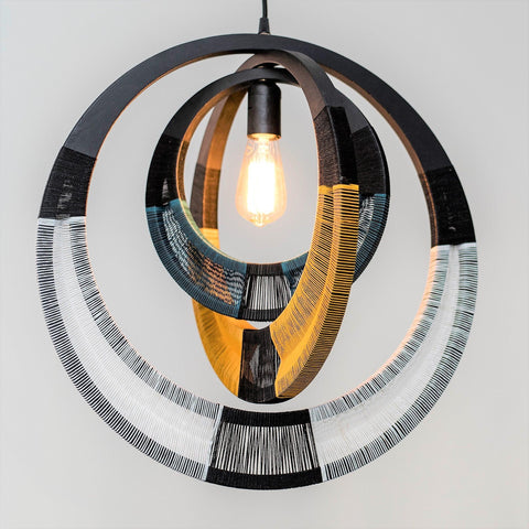South African Woven Wooden Pendant Chandelier