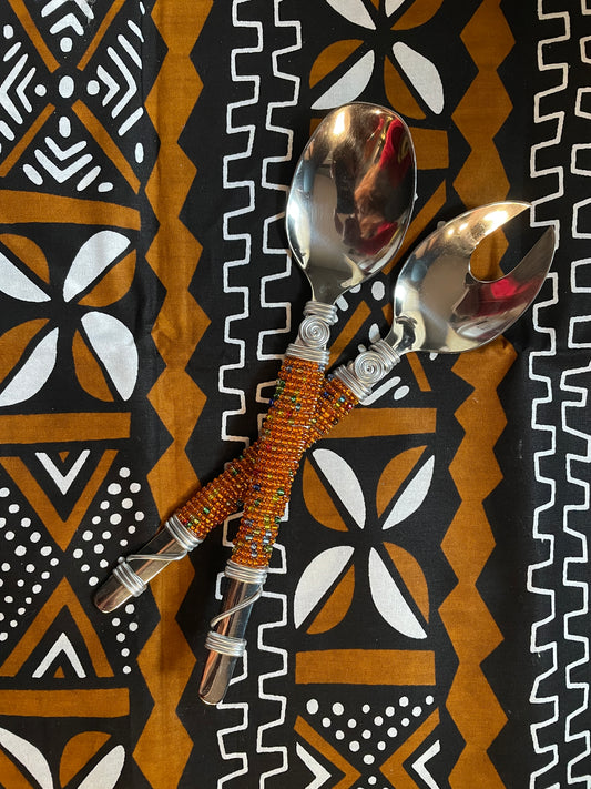 South African Beaded Salad Spoons