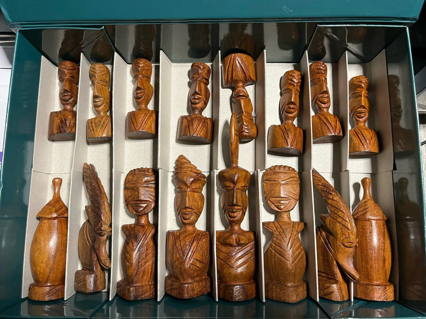 Handmade African Teak Tribal Chess Set