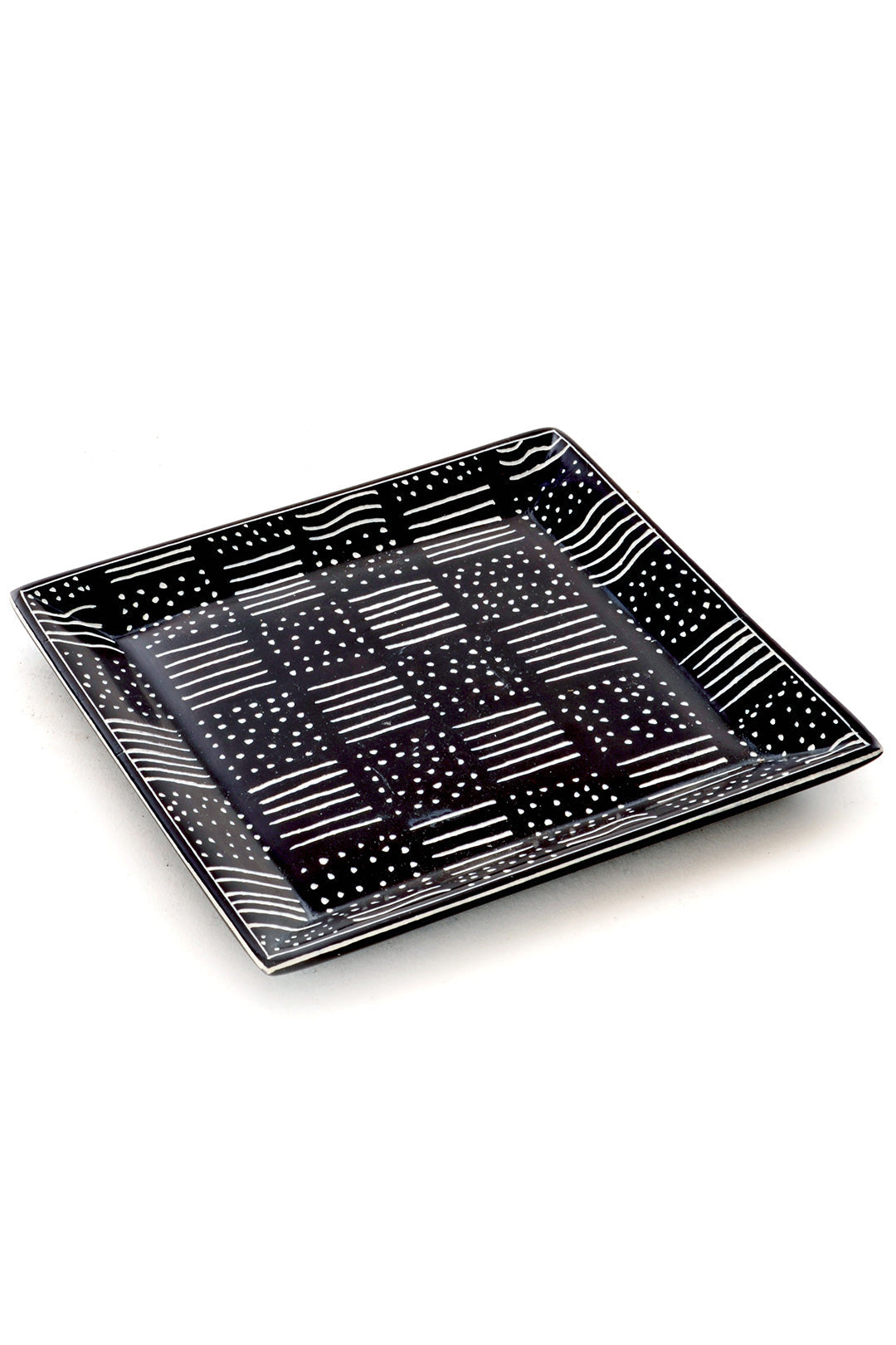 Spindle Mudcloth Square Soapstone Desktop Dish