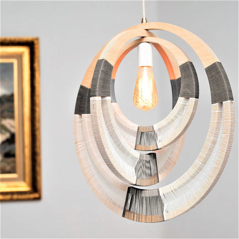 South African Woven Wooden Pendant Chandelier